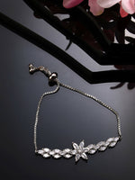 Thumbnail for NVR Women Silver-Plated Handcrafted American Diamond Link Bracelet - Distacart