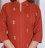 Thumbnail for Miravan Womens Rust Color Abstract Printed Cotton Kurta With Palazzo - Dista