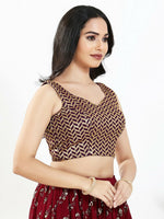 Thumbnail for Joban Fashion Wine Silk Padded Blouse With Sweetheart Neck Sleeveless - Distacart