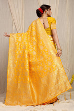 Thumbnail for Anaita Yellow Woven Design Pure Silk Banarasi Saree With Blouse - Distacart