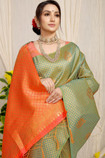 Thumbnail for Anaita Green Woven Design Pure Silk Banarasi Saree With Blouse - Distacart