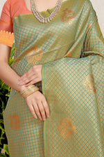 Thumbnail for Anaita Green Woven Design Pure Silk Banarasi Saree With Blouse - Distacart