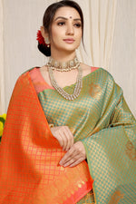 Thumbnail for Anaita Green Woven Design Pure Silk Banarasi Saree With Blouse - Distacart