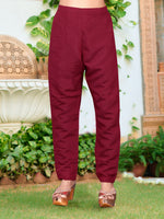 Thumbnail for Embroidered Kurta With Pant & Embroidered Cut Work Organza Dupatta, Maroon - Hiral Fashion - Distacart