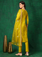 Thumbnail for Embroidered Kurta With Pant & Embroidered Dupatta, Yellow - Hiral Fashion - Distacart