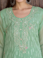 Thumbnail for Pakistani Sequined Embroidered Kurta With Pant & Dupatta, Green - Hiral Fashion - Distacart
