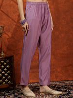 Thumbnail for Sequined Embroidered Kurta With Pant & Floral Printed Dupatta, Lavender - Hiral Fashion - Distacart
