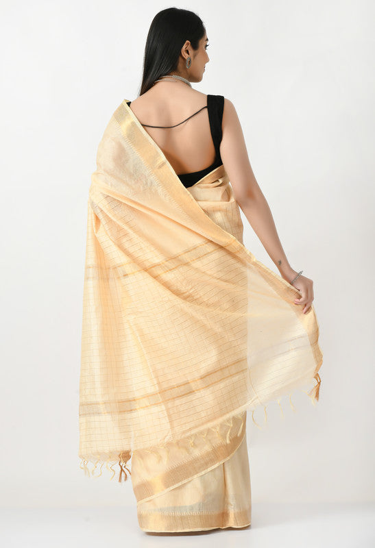 Mominos Fashion Moeza Golden Bhagalpuri Handloom Silk Raj Shree Saree with unstitched Blouse piece - Distacart