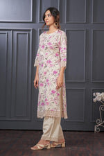 Thumbnail for BulBul Hazel Purple Floral Printed Cotton Kurta Set