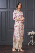 Thumbnail for BulBul Hazel Purple Floral Printed Cotton Kurta Set