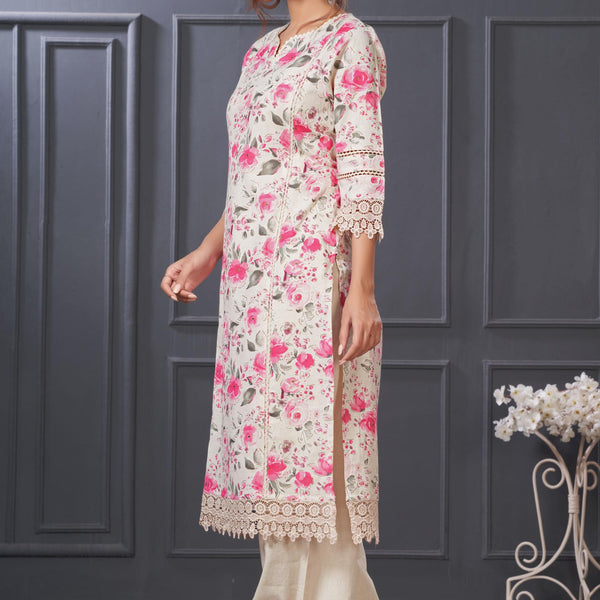 BulBul Hazel Pink Floral Printed Cotton Kurta Set