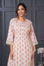 Thumbnail for BulBul Lily Pink Abstract Printed Rayon Kurta Set