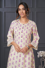 Thumbnail for BulBul Lily Purple Abstract Printed Rayon Kurta Set