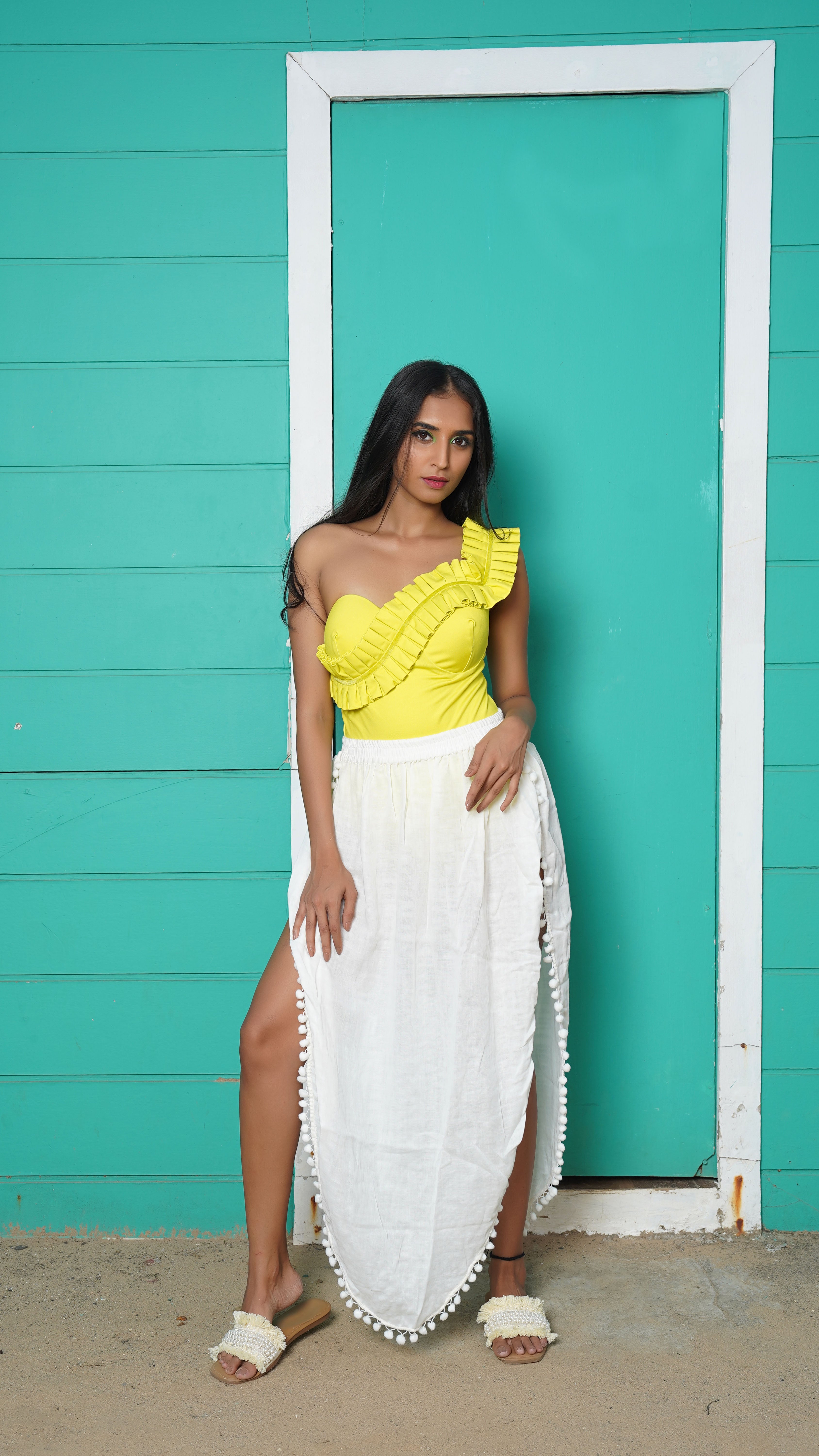 Noroke Cotton Crepe Pom Pom Beach Wear Skirt - Distacart