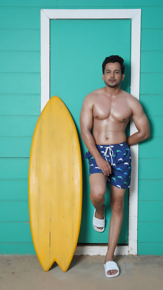 Noroke Sustainable fabric | Poly elastane Dolphin Patterned Men Swim Shorts - Distacart