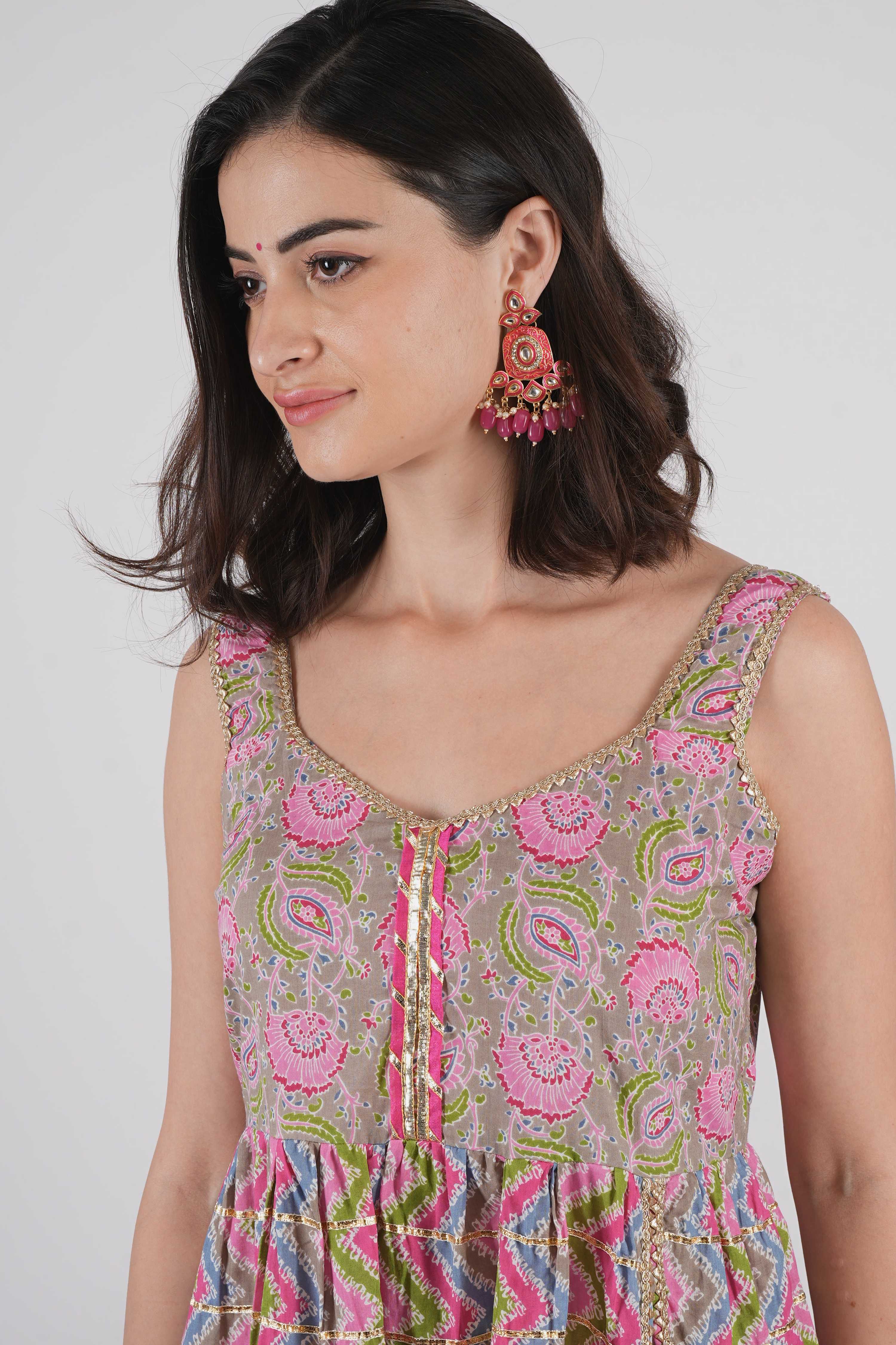 Meenakari Pink Kundan Drop Earrings for Womens by House of Ree - Distacart