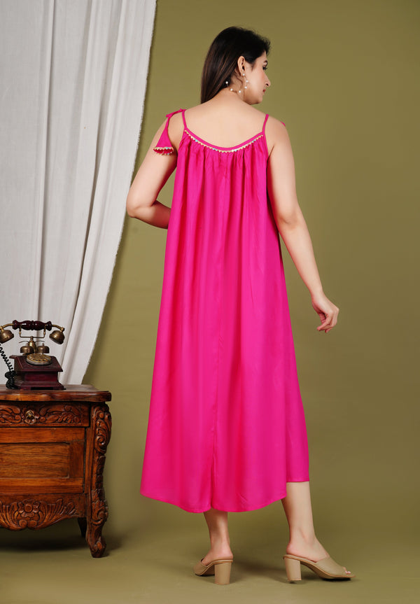 Pimu Pink Halter Neck Dress - Raini Pink