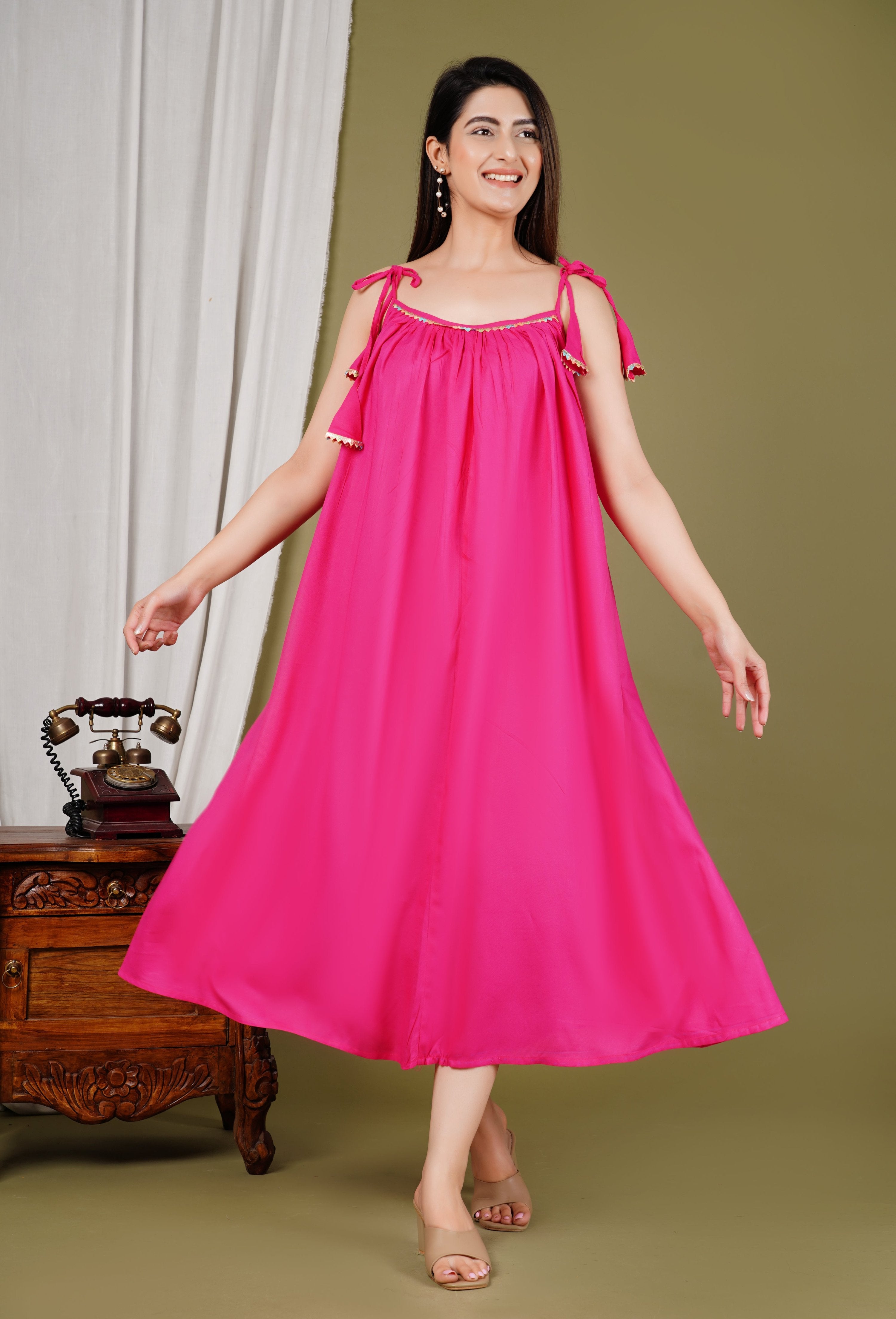 Pimu Pink Halter Neck Dress - Raini Pink