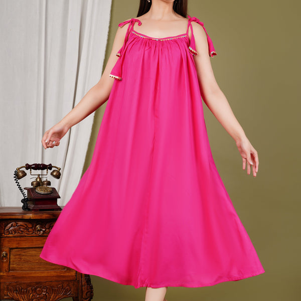 Pimu Pink Halter Neck Dress - Raini Pink