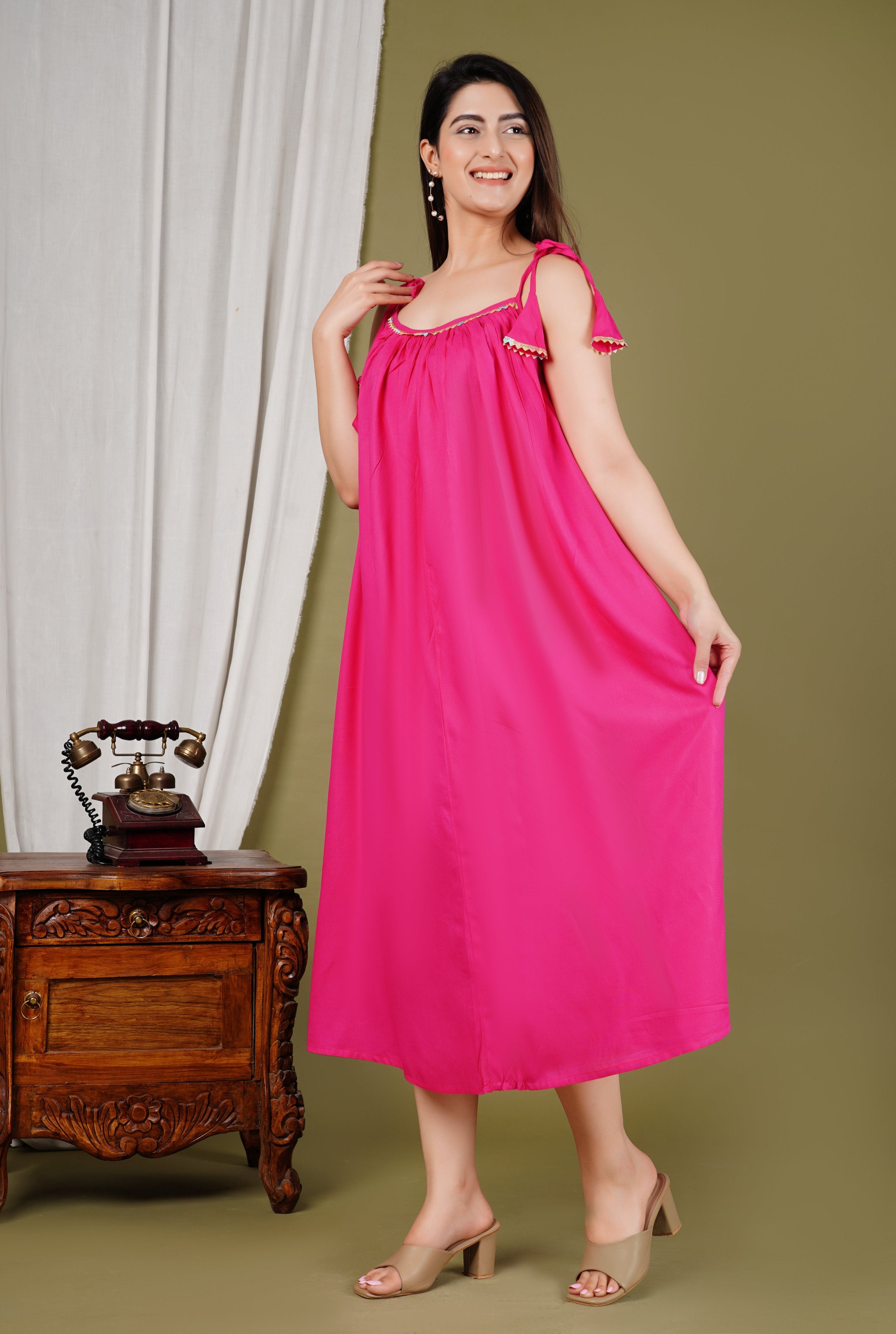 Pimu Pink Halter Neck Dress - Raini Pink