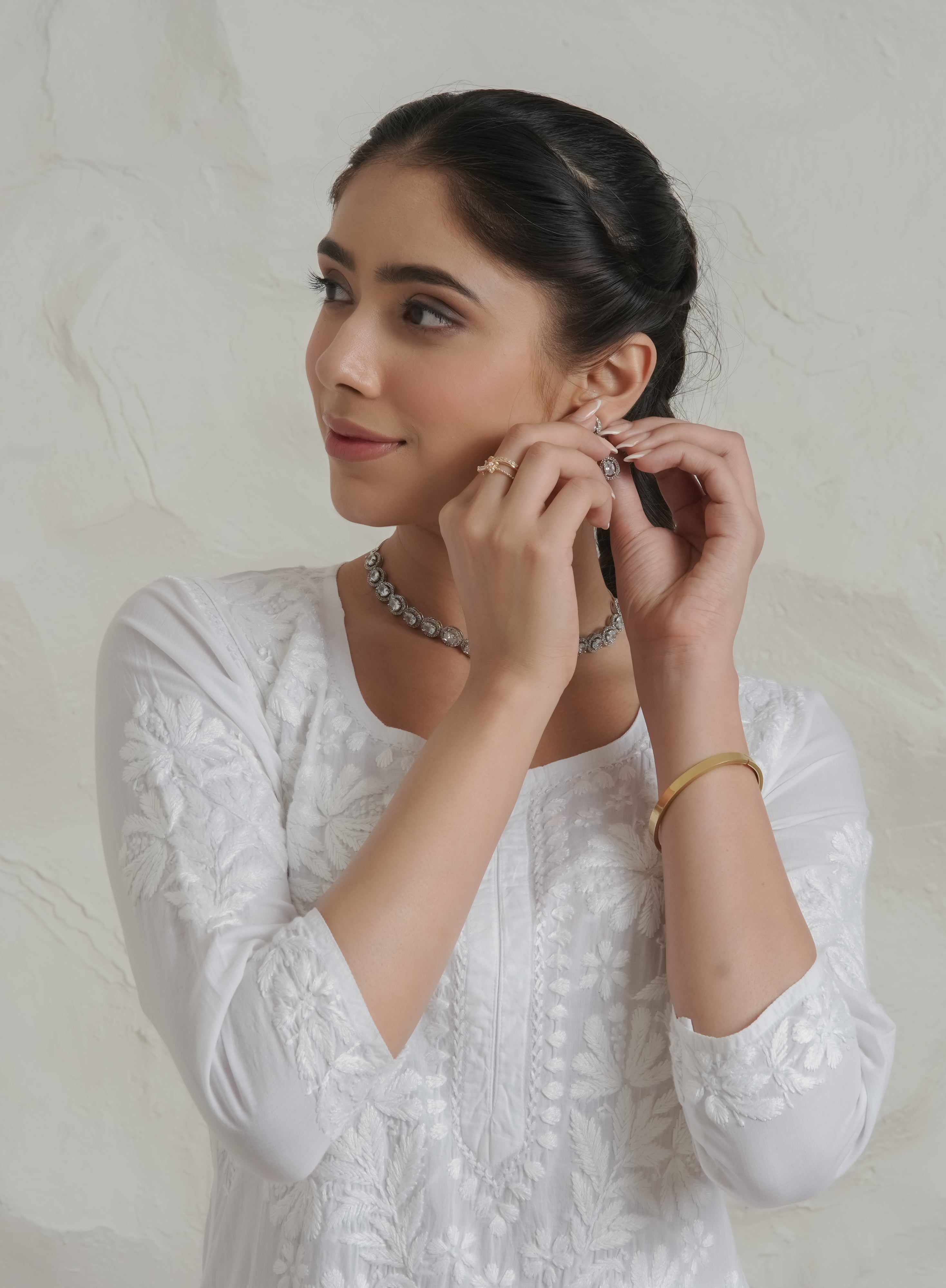 Gharana India Mul Cotton Fine Chikankari Kurta White