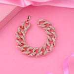 Thumbnail for Estele Rose Gold-Polished Exquisite Cuban Bracelet with Stunning White Crystals for Women - Distacart