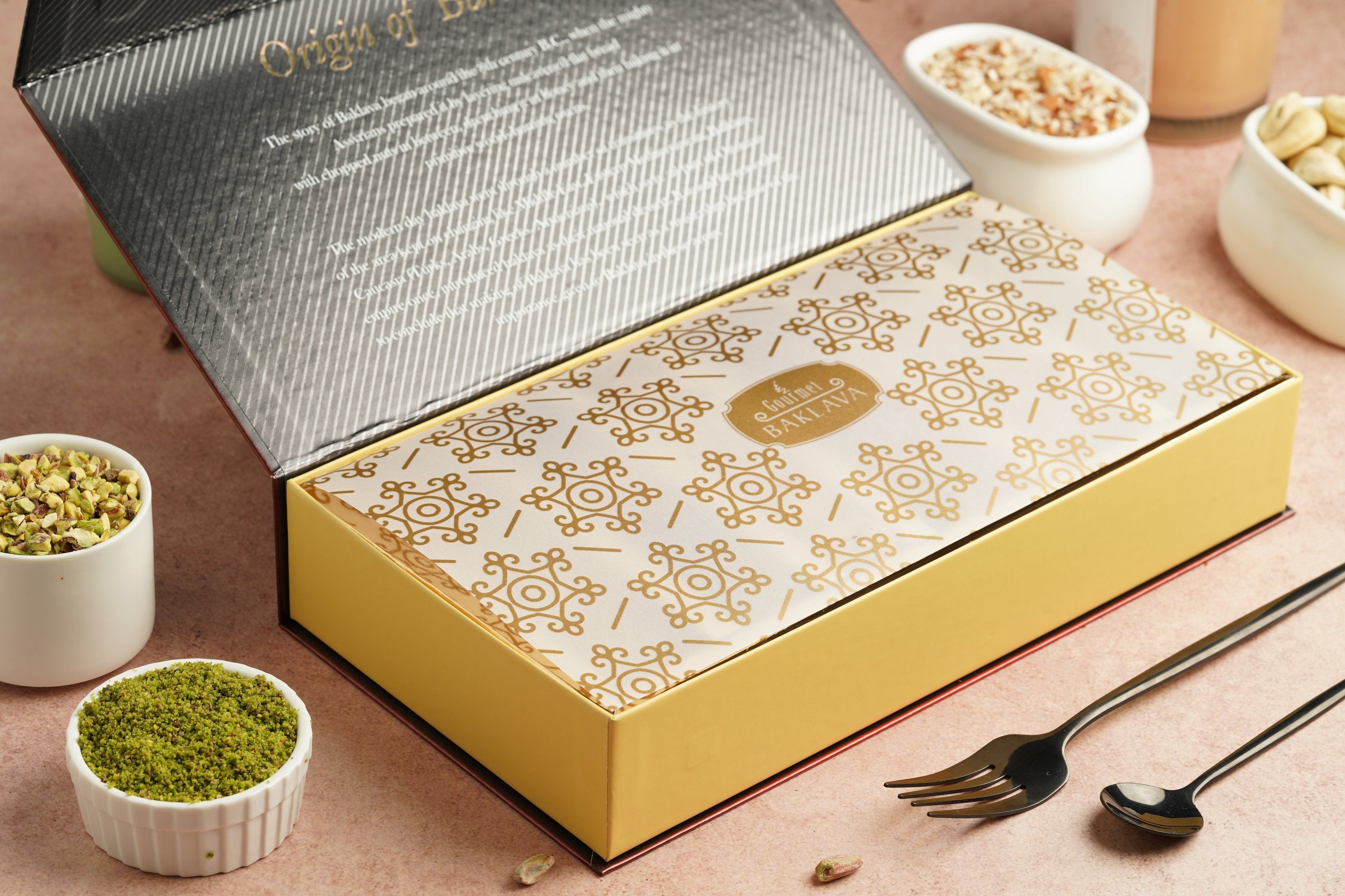 Gourmet Baklava Crescent Gift Box Of Chocolate Cashew Pistachio Baklava