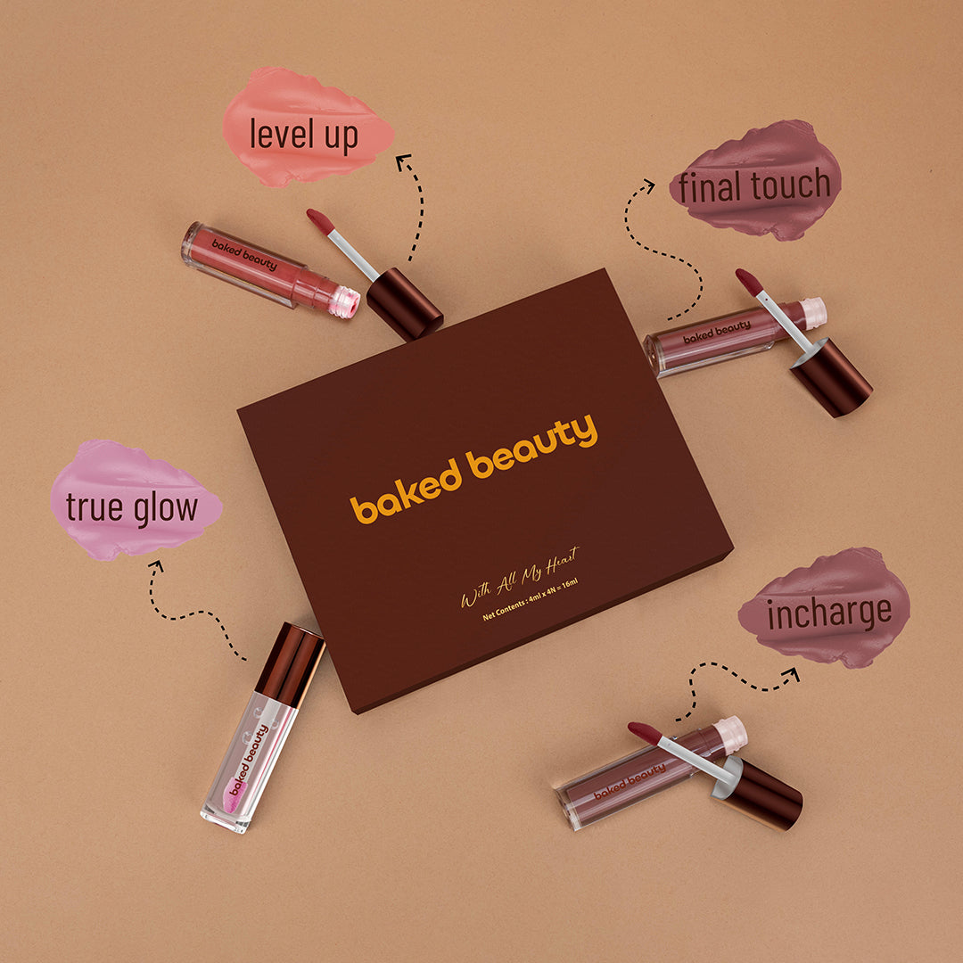 Baked Beauty With All My Heart Liquid Lipstick Gift Set For Women (4mlx4) - Distacart