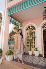 Thumbnail for BulBul Diya Mustard Chanderi Kurta Set With Dupatta
