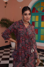Thumbnail for BulBul Atrangi Chanderi Red Co-Ord Set