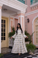 Thumbnail for BulBul Angrakha Off-White Cotton Cambric Anarkali