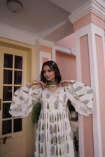 Thumbnail for BulBul Angrakha Off-White Cotton Cambric Anarkali