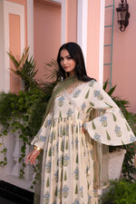 Thumbnail for BulBul Angrakha Yellow Cotton Cambric Anarkali