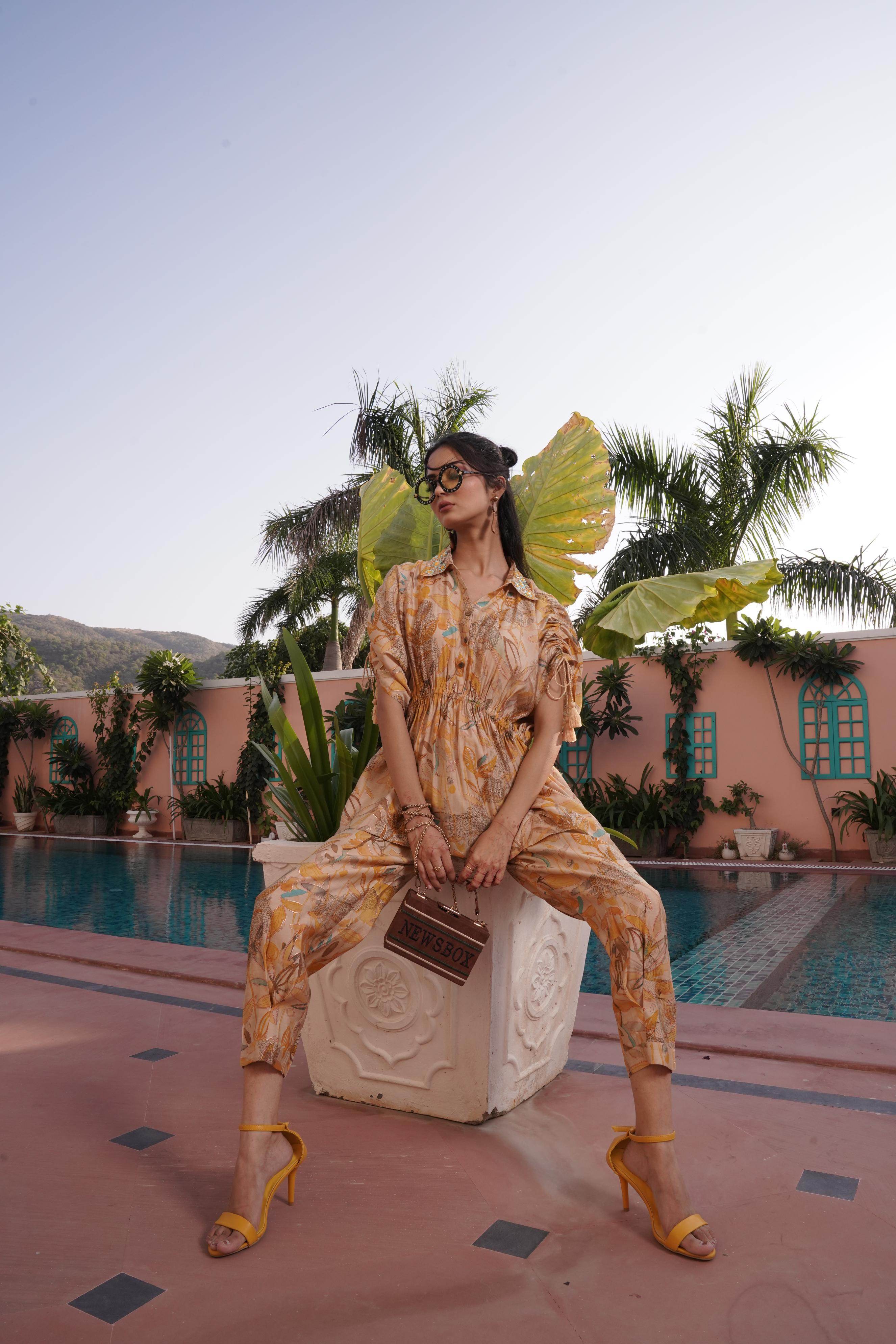 BulBul Ishika Yellow Chanderi Co-Ord Set