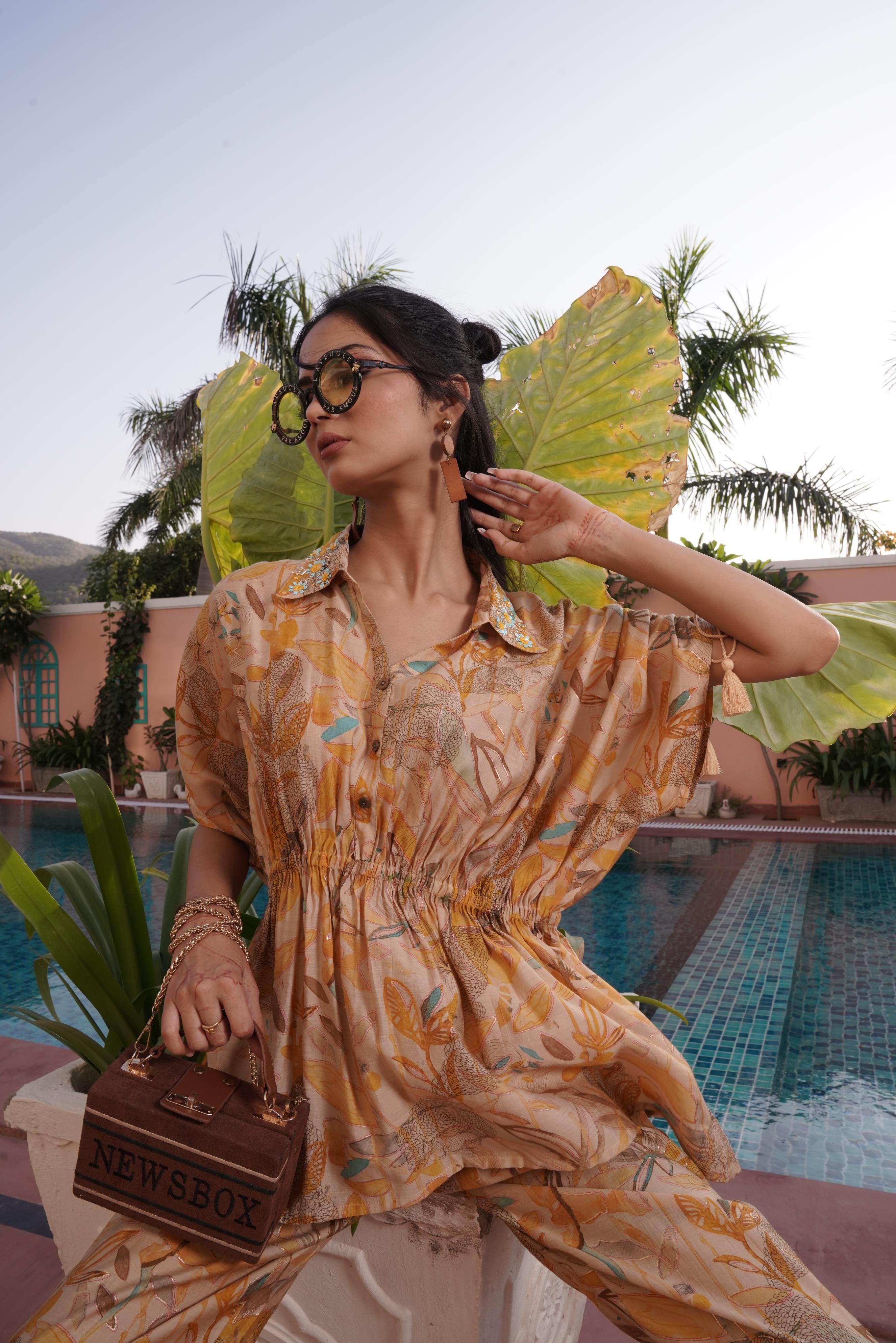 BulBul Ishika Yellow Chanderi Co-Ord Set