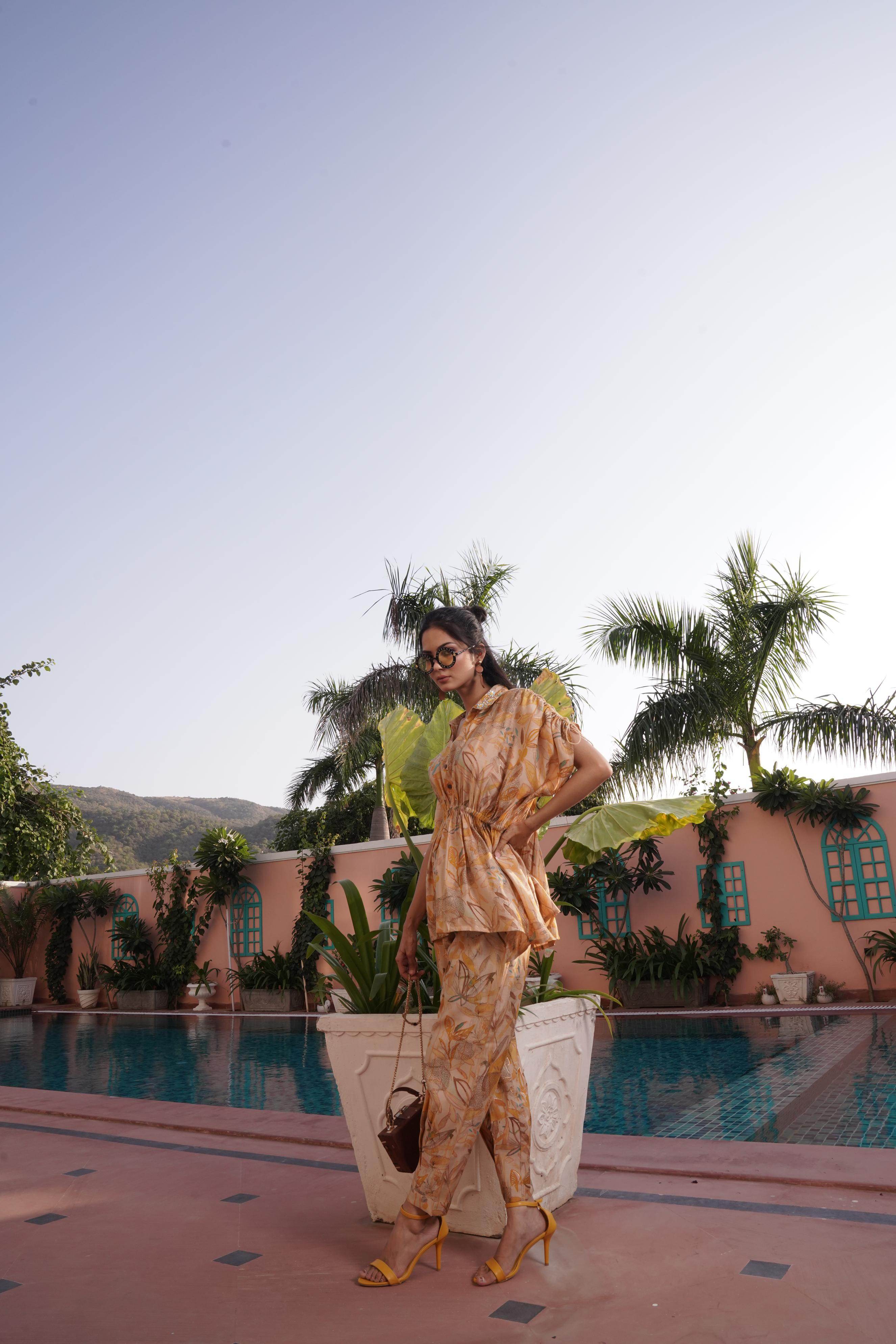 BulBul Ishika Yellow Chanderi Co-Ord Set