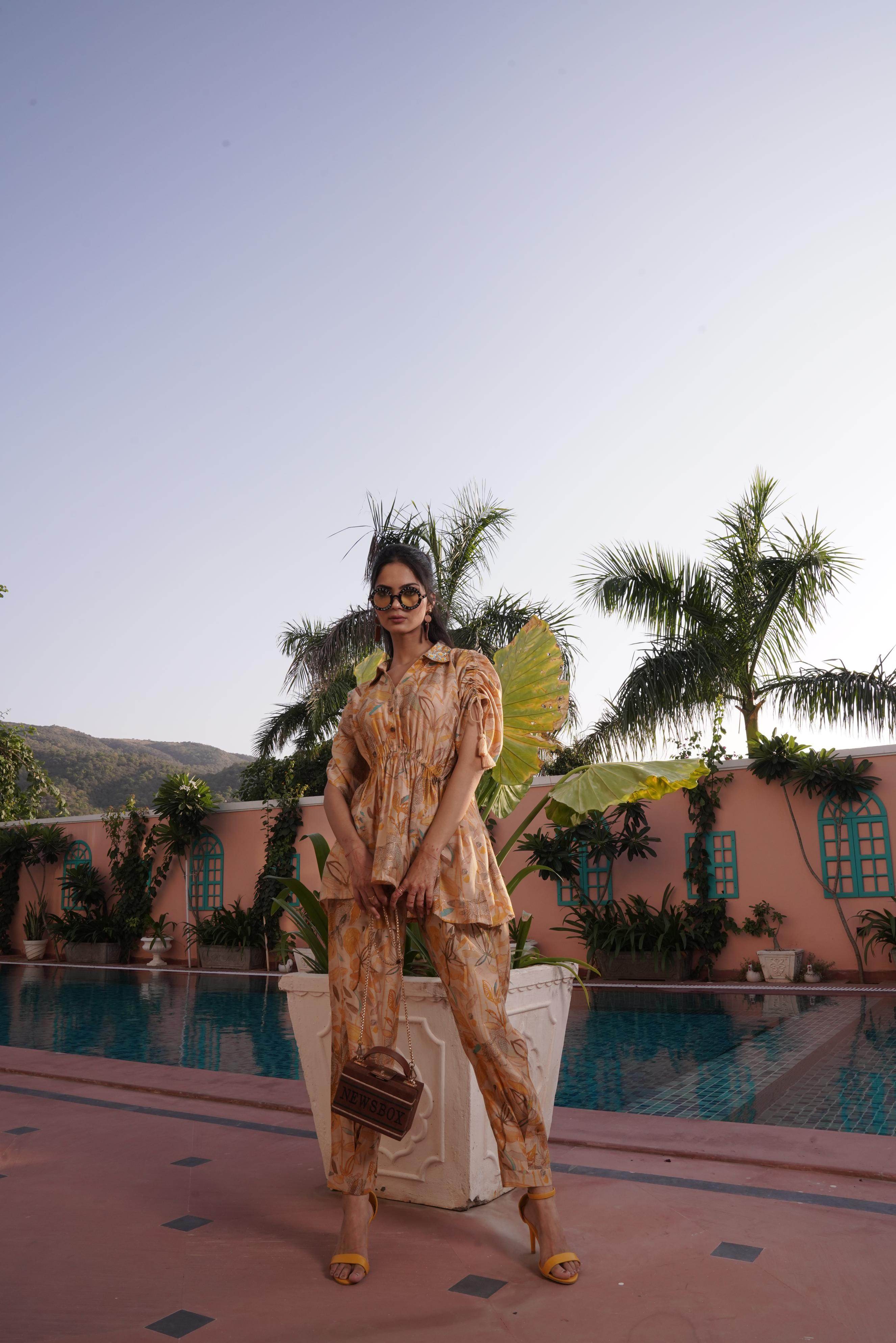 BulBul Ishika Yellow Chanderi Co-Ord Set