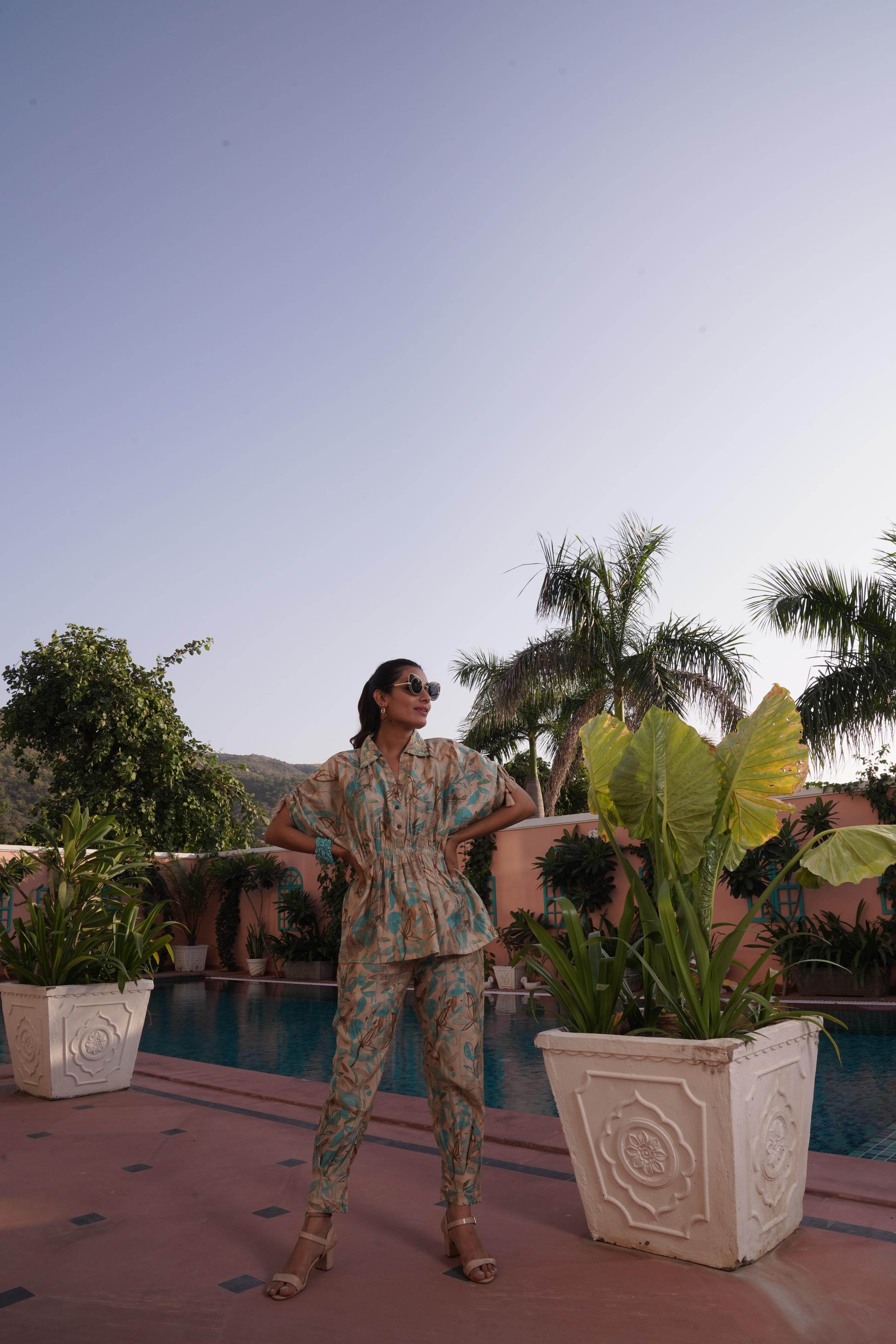 BulBul Ishika Blue Chanderi Co-Ord Set