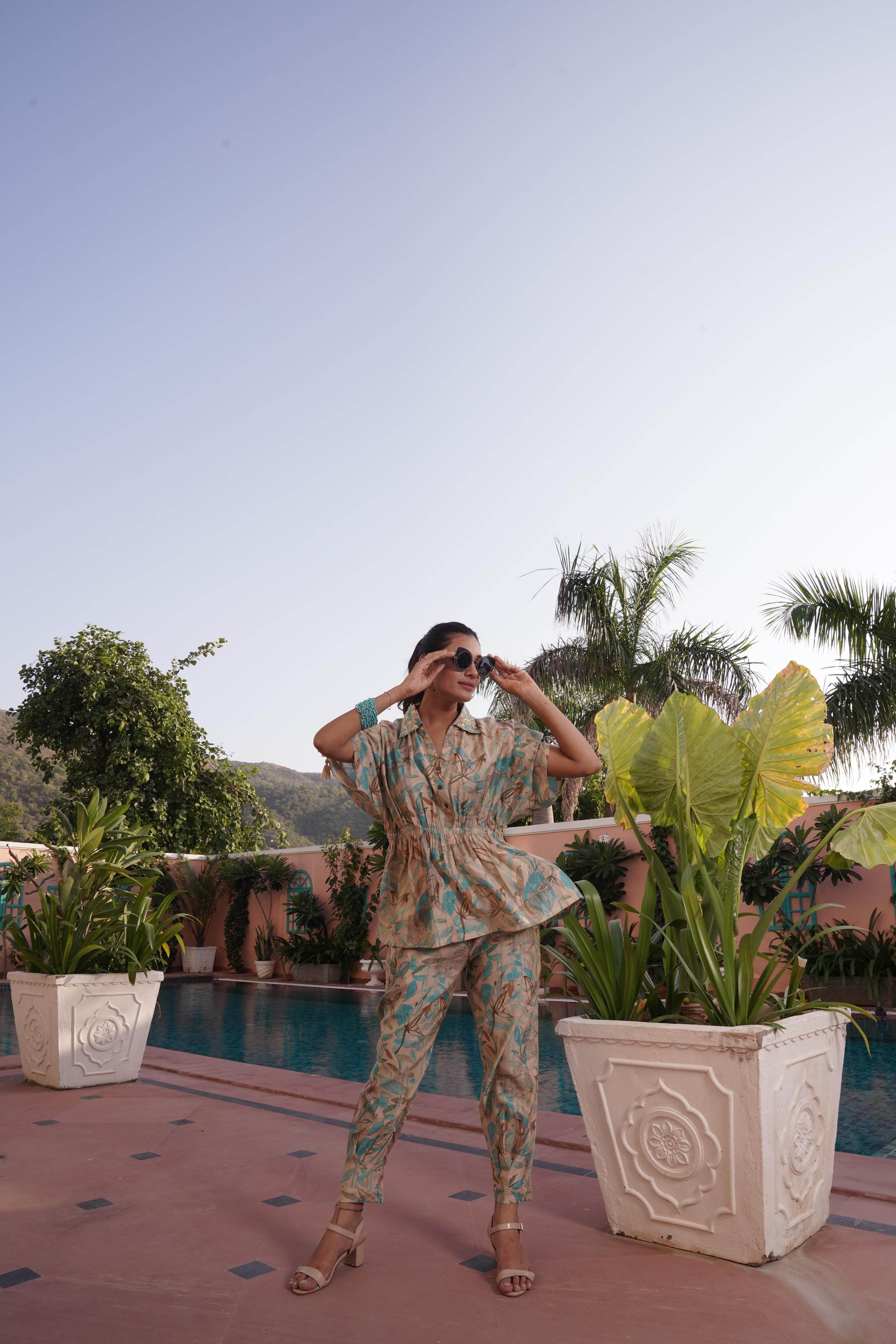 BulBul Ishika Blue Chanderi Co-Ord Set