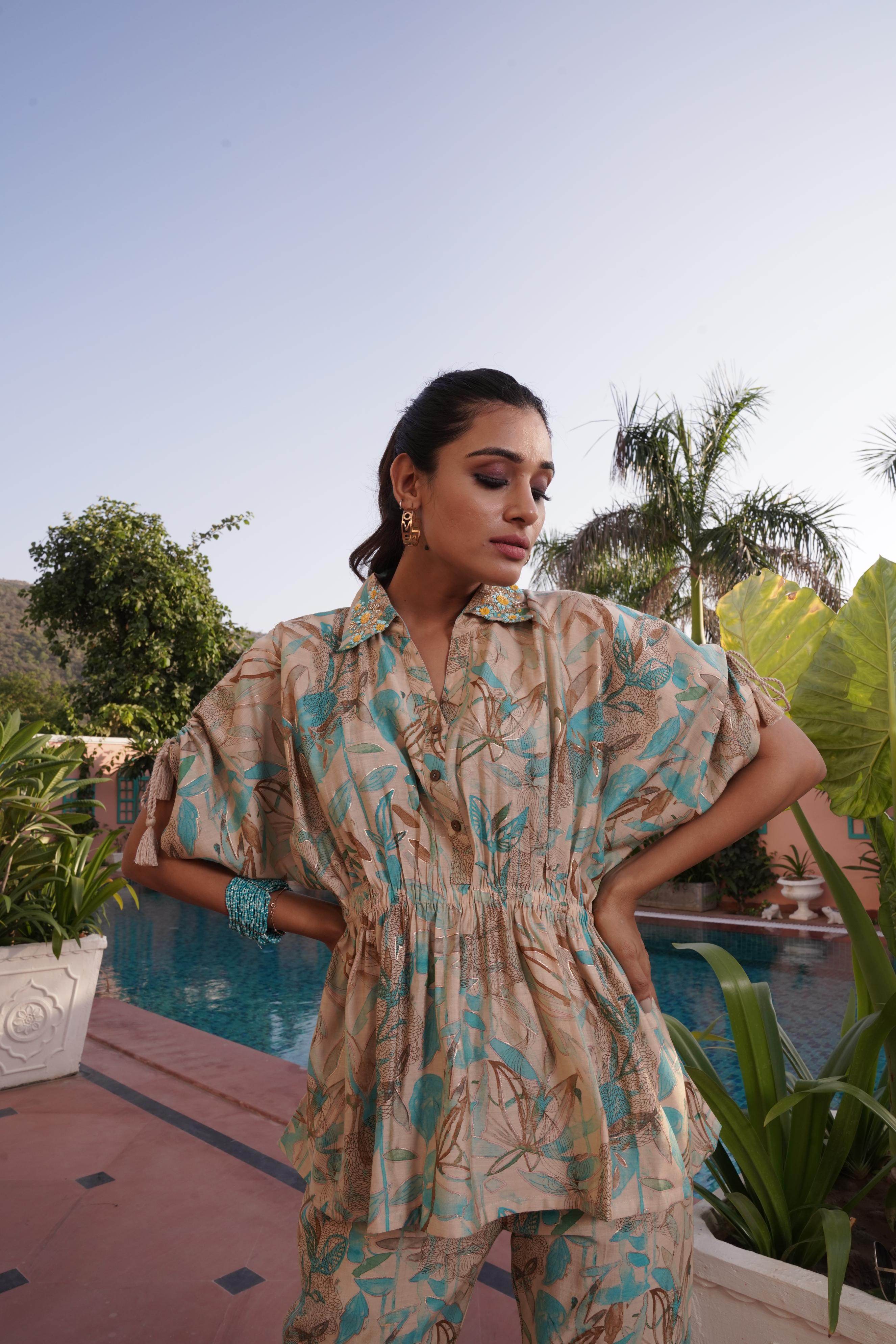 BulBul Ishika Blue Chanderi Co-Ord Set
