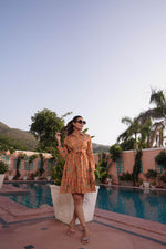 Thumbnail for BulBul Flowery Orange Cotton Short Dress