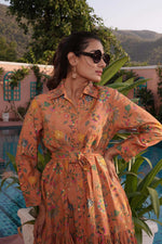 Thumbnail for BulBul Flowery Orange Cotton Short Dress