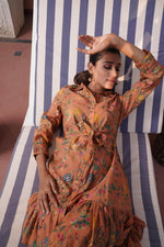 Thumbnail for BulBul Flowery Orange Cotton Short Dress