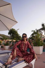 Thumbnail for BulBul Aneri Maroon Chanderi Co-Ord Set