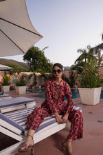 Thumbnail for BulBul Aneri Maroon Chanderi Co-Ord Set