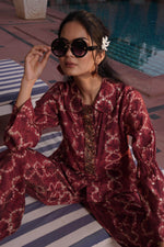 Thumbnail for BulBul Aneri Maroon Chanderi Co-Ord Set