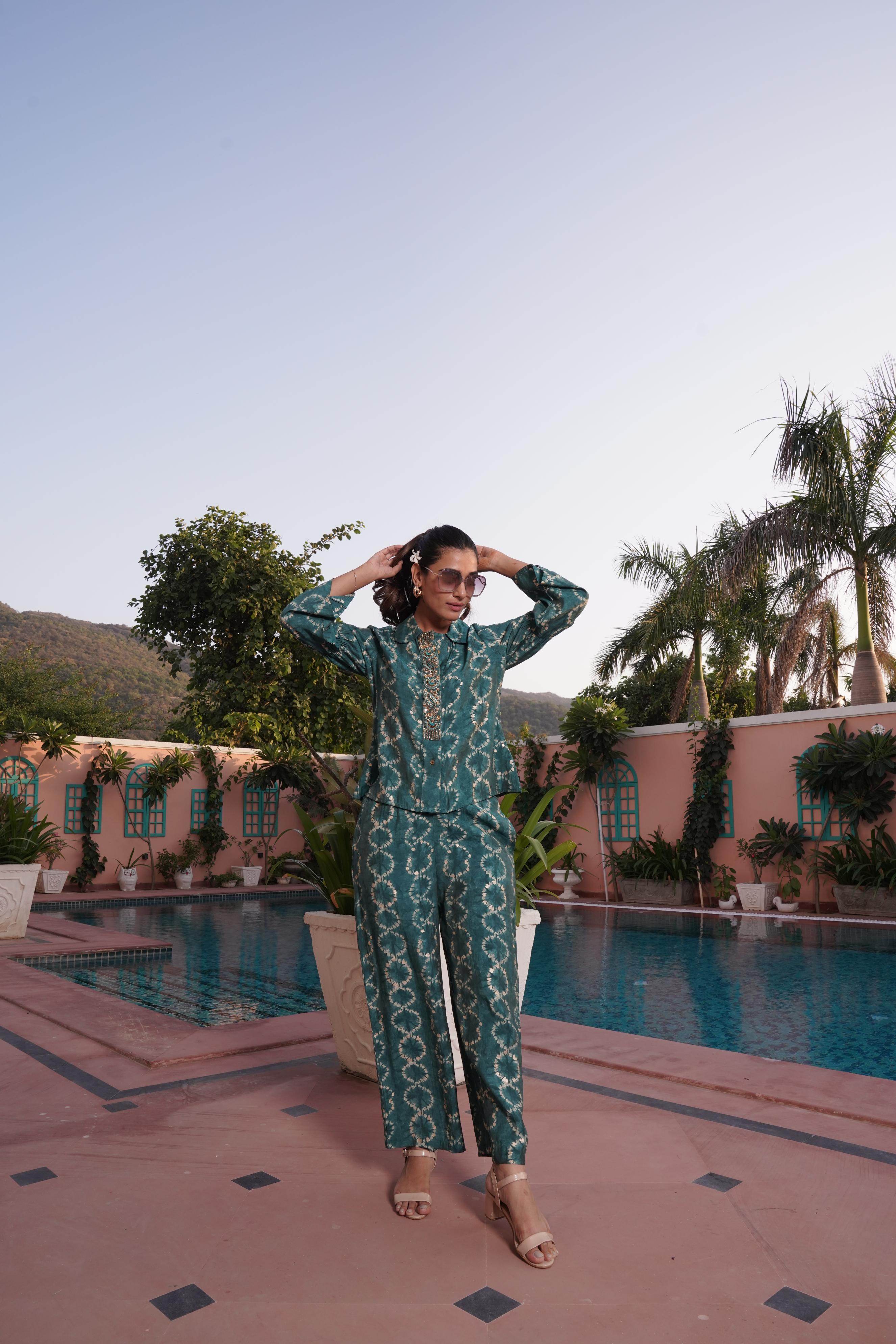 BulBul Aneri Teal Chanderi Co-Ord Set