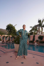 Thumbnail for BulBul Aneri Teal Chanderi Co-Ord Set