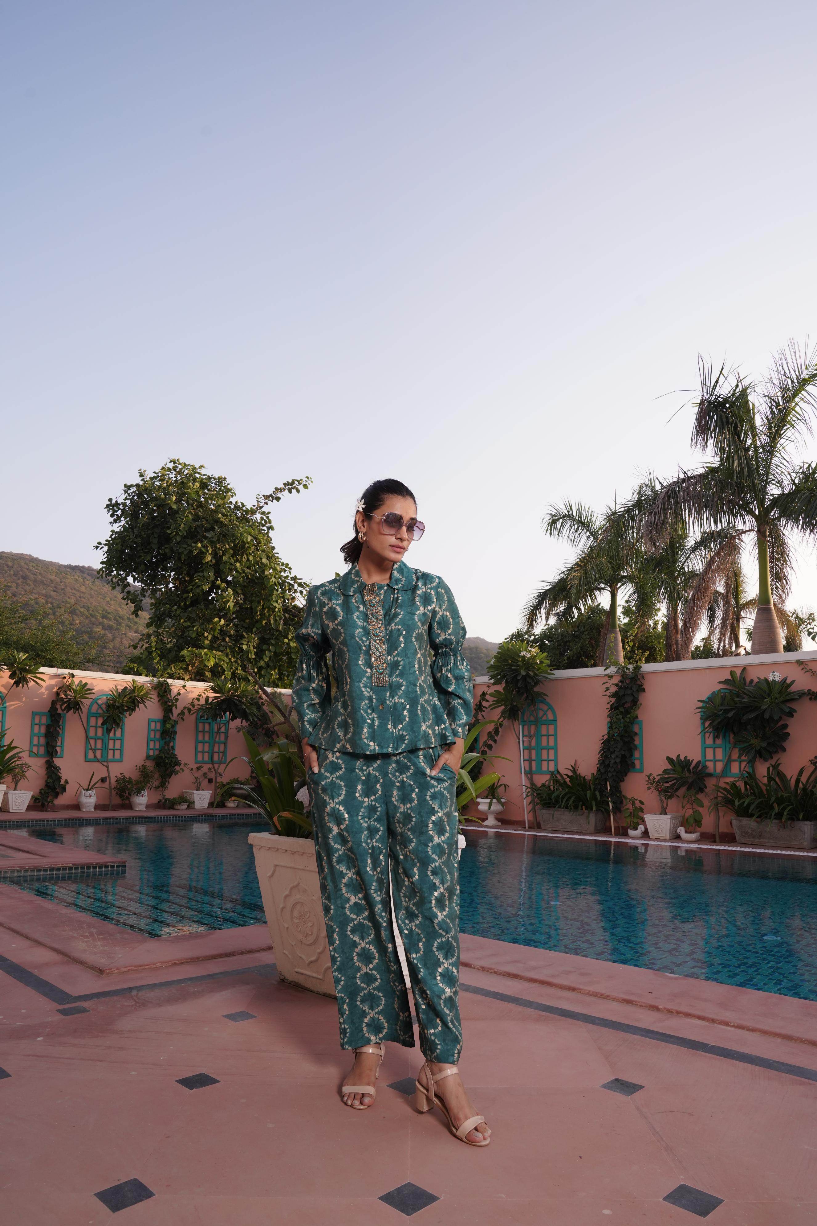 BulBul Aneri Teal Chanderi Co-Ord Set