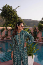 Thumbnail for BulBul Aneri Teal Chanderi Co-Ord Set